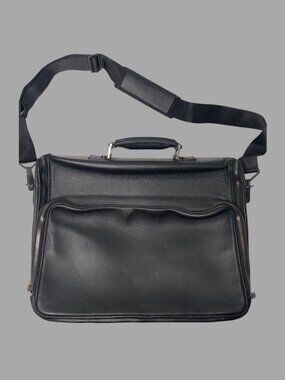 ERMENEGILDO ZEGNA BLACK LEATHER BRIEFCASE LAPTOP BAG